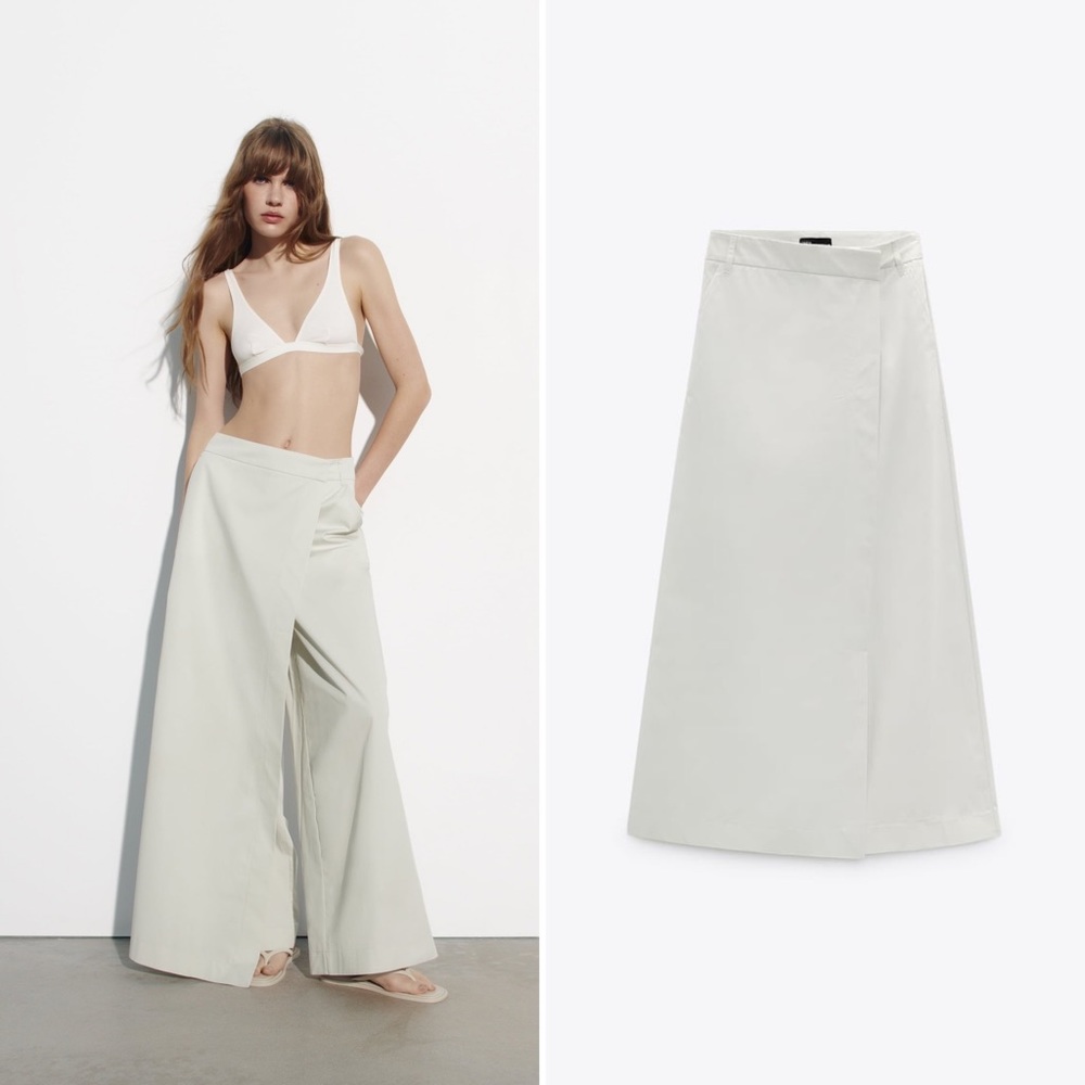 ZARA 100% Cotton Wrap Pants